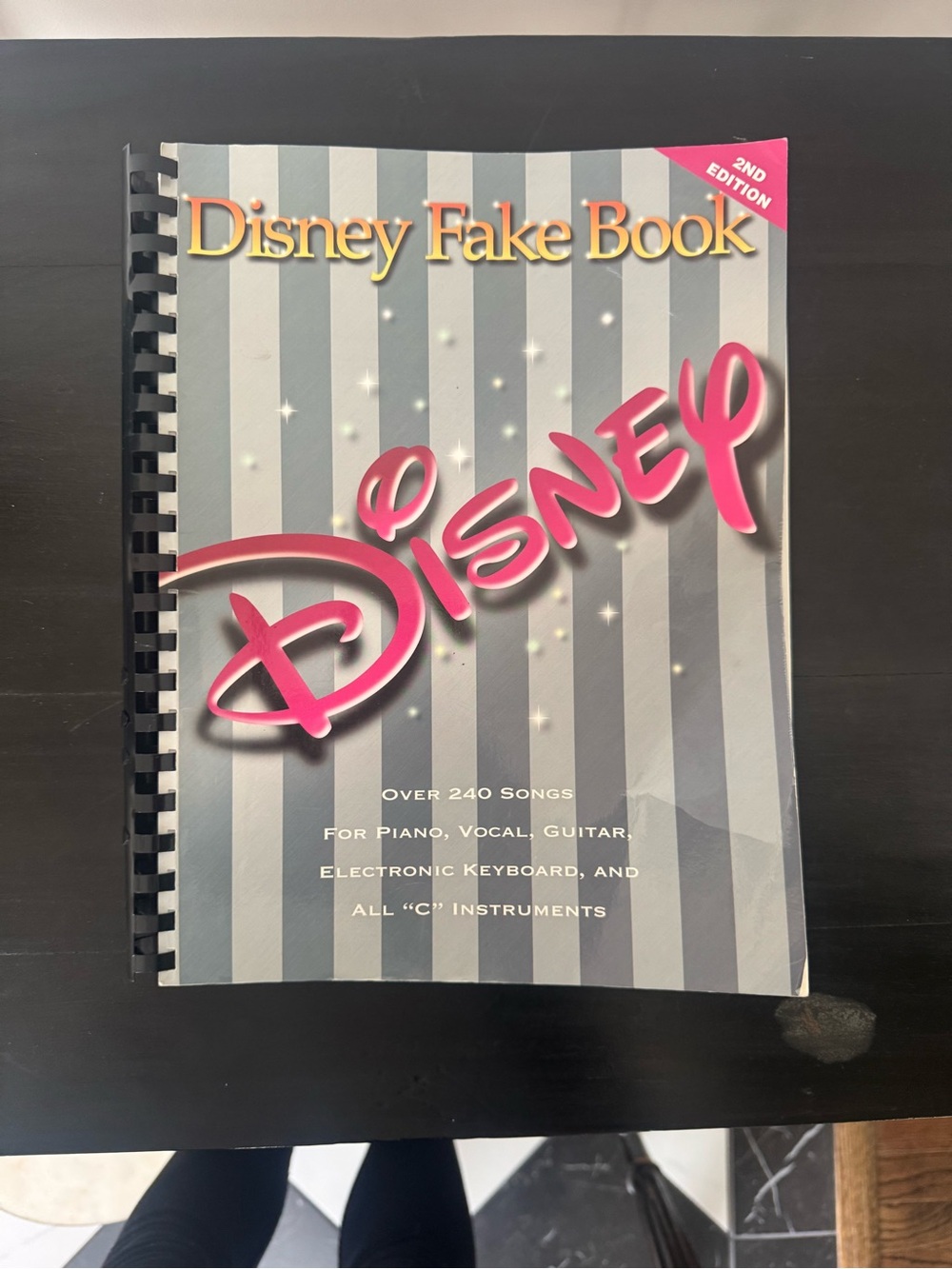 Disney Fake Book - Pink Logo on Gray & White Stripes
